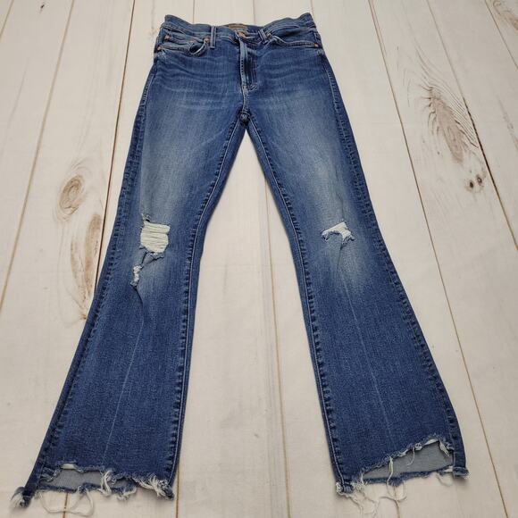 Mother the Insider crop step hem jeans chew fray dancing on coals distressed - Picture 2 of 11